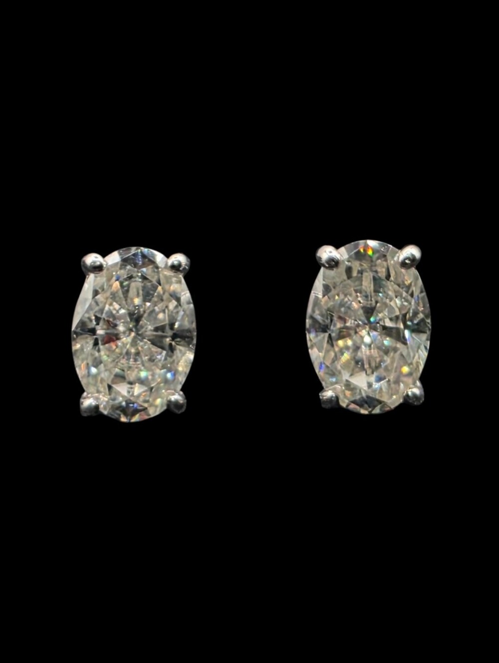 2.00 CTW Oval Moissanite Stud Earrings 925 Sterling Silver